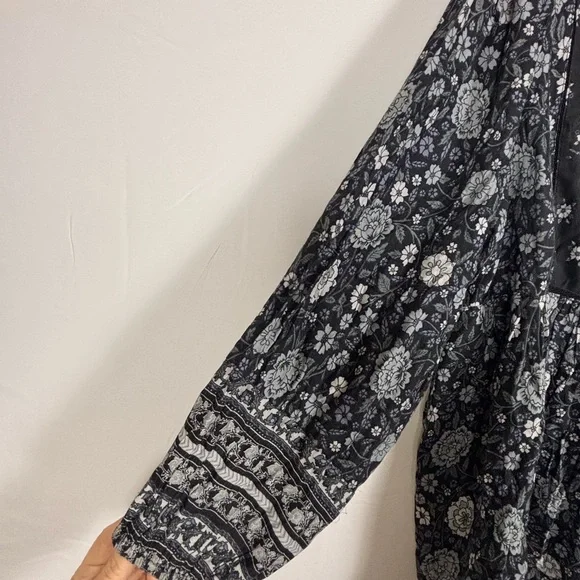 Lucky Brand Boho Peasant Black Floral Blouse- XXL - Picture 8 of 12